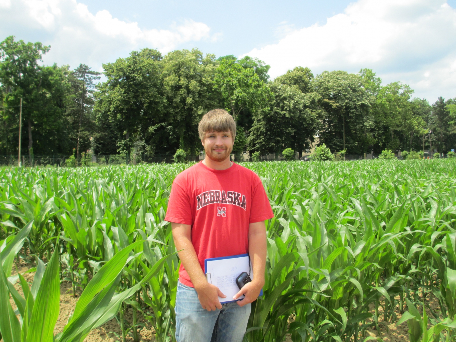 Nebraska graduate student Jeremy Milander shown with maize crop in Croatia